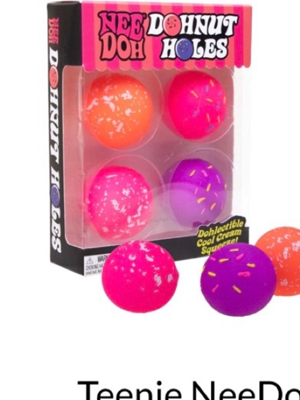 NeeDoh Dohnut Holes Sensory Squeeze Toys - Pink, Orange, Purple